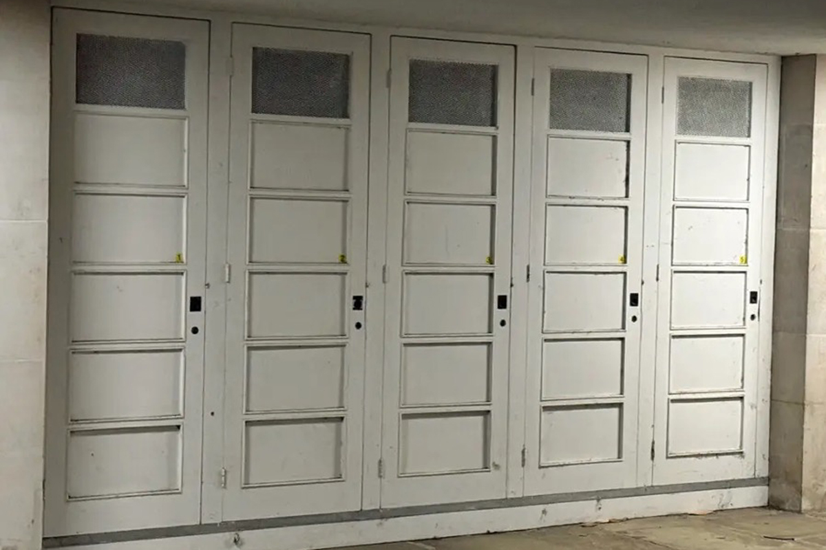 Defunct telephone boxes, Cripps Building, St John's College, Cambridge