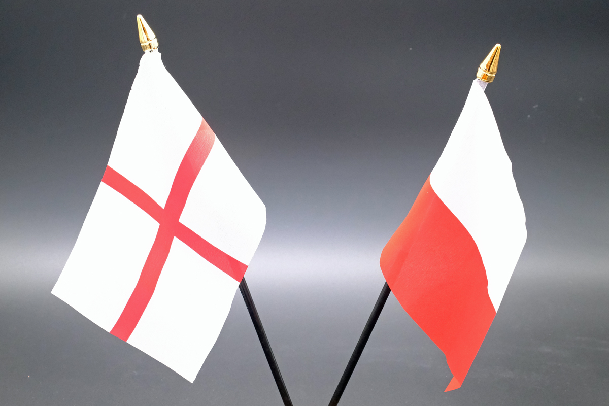 The English and Polish flags
